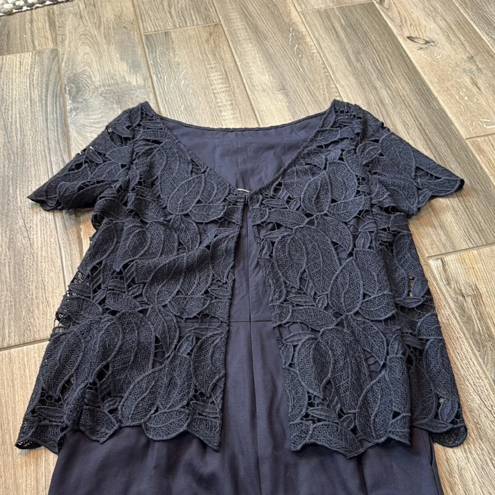 Tory‎ Burch Woman's Navy Blue Avalon Jumpsuit Lace Sz 4